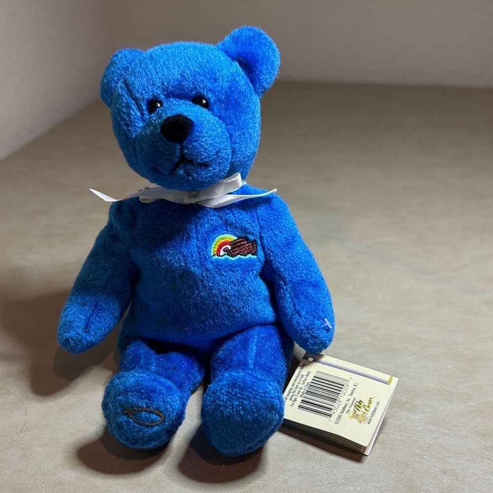 Holy Bible - The Noah Bear - Blue Plush Teddy Bear with Rainbow Patch